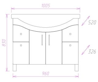 Напольная тумба под раковину Onika Эльбрус 110008 100см белый